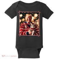 Funny Trump Christmas Sweater For Cat Lovers Baby Bodysuit thumb 0