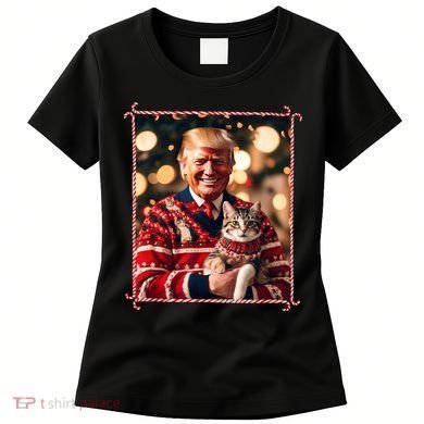 Funny Trump Christmas Sweater For Cat Lovers Women's T-Shirt