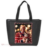Funny Trump Christmas Sweater For Cat Lovers Tote Bag thumb 0