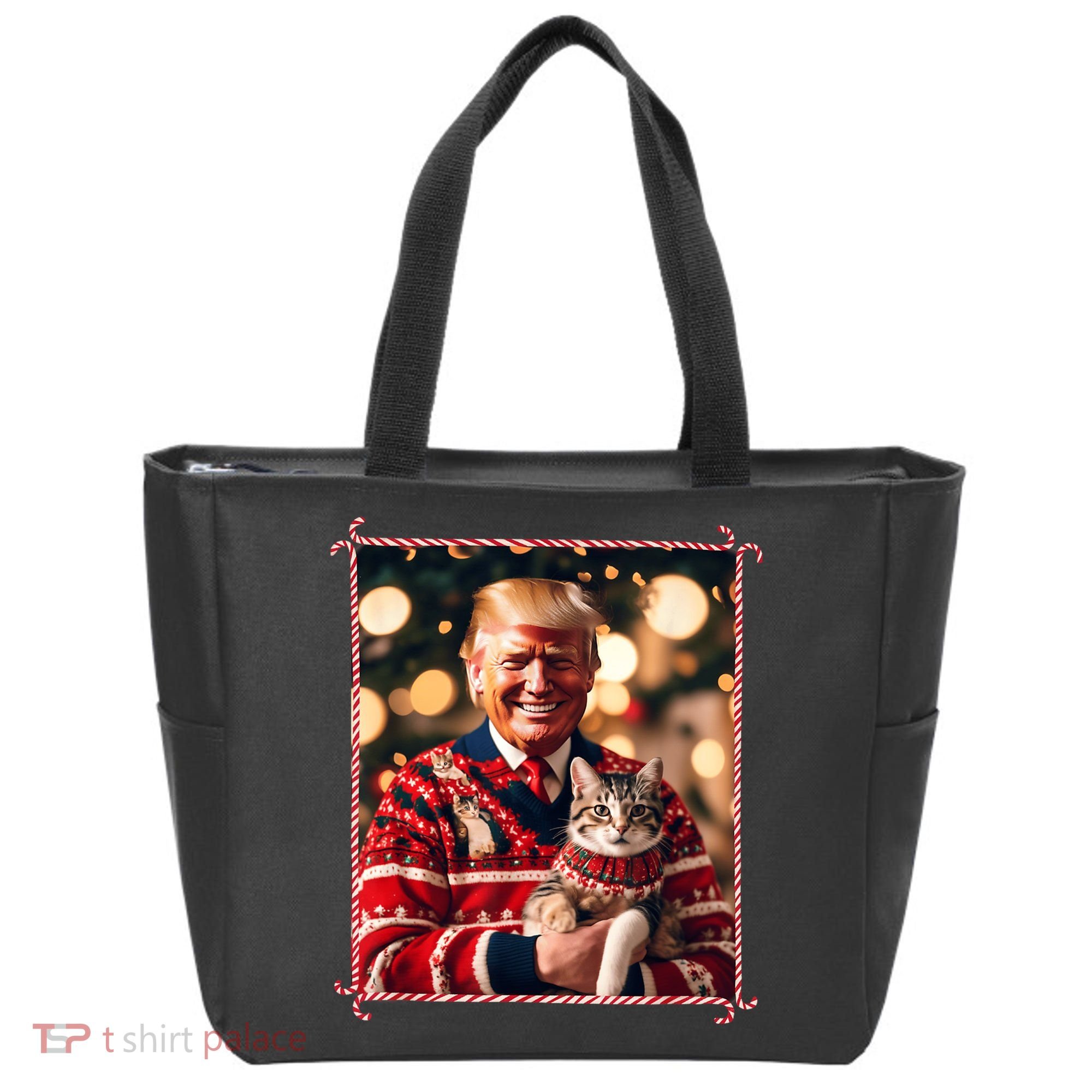 Funny Trump Christmas Sweater For Cat Lovers Tote Bag