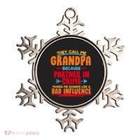 Funny They Call Me Grandpa Partner In Crime Makes Me Sound Like A Bad Influence Ornament thumb 0