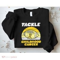 Football Tackle Childhood Cancer Retro Awareness Ribbon Sweatshirt thumb 2