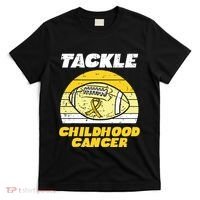 Football Tackle Childhood Cancer Retro Awareness Ribbon T-Shirt thumb 0