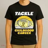 Football Tackle Childhood Cancer Retro Awareness Ribbon T-Shirt thumb 3