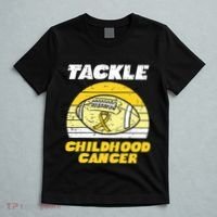 Football Tackle Childhood Cancer Retro Awareness Ribbon T-Shirt thumb 5
