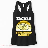 Football Tackle Childhood Cancer Retro Awareness Ribbon Women's Tank Top thumb 0