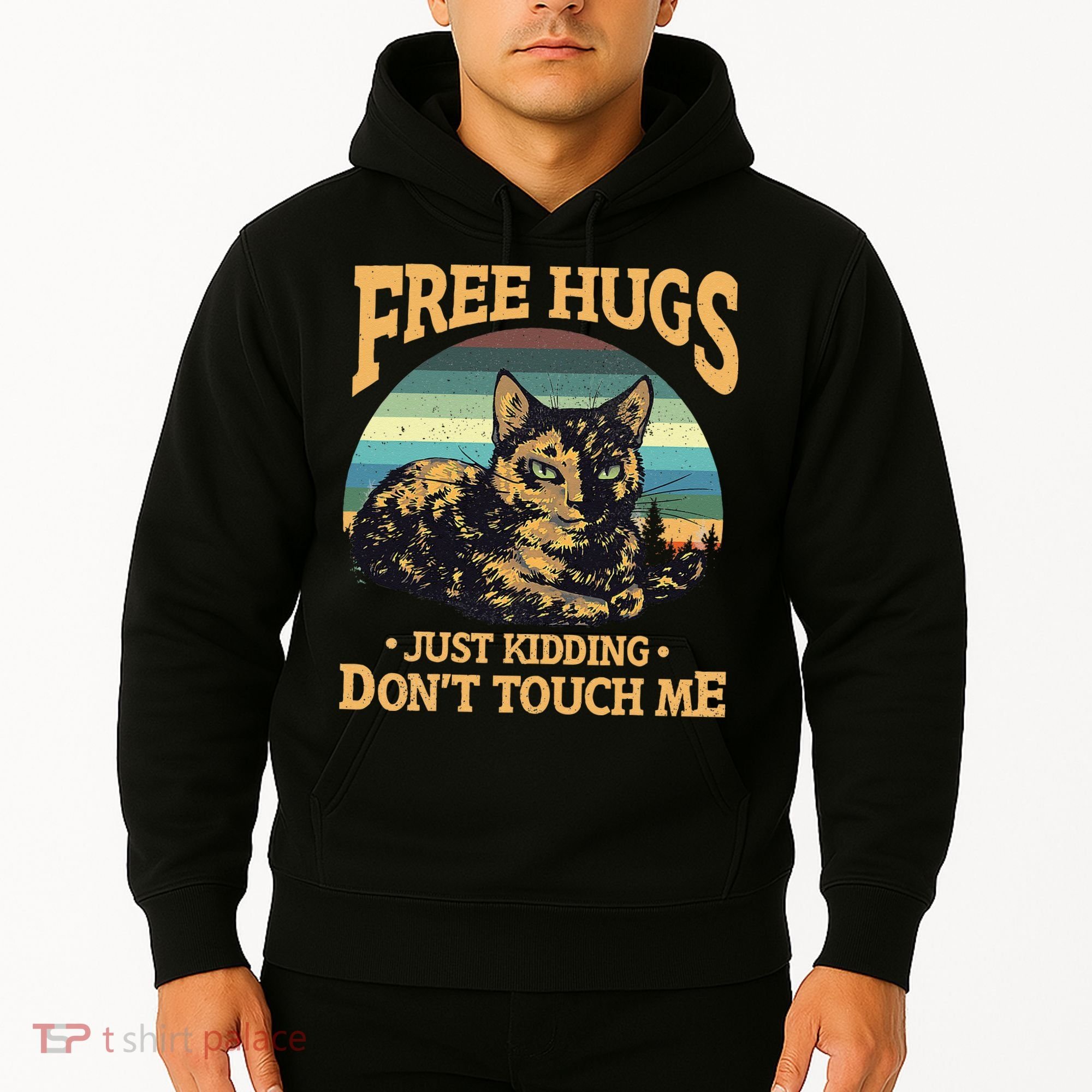 Free Tortoiseshell Cat Hugs Just Kidding Dont Touch Me Hoodie