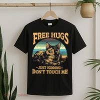 Free Tortoiseshell Cat Hugs Just Kidding Dont Touch Me T-Shirt thumb 2