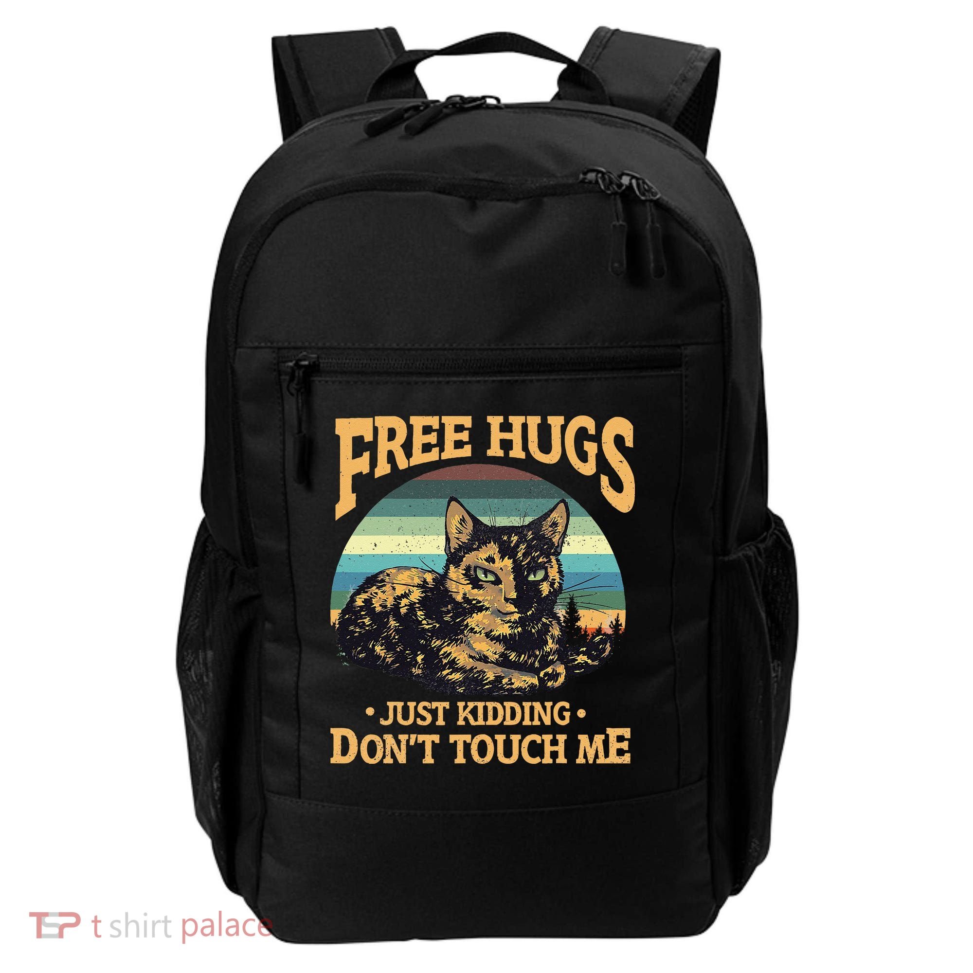 Free Tortoiseshell Cat Hugs Just Kidding Dont Touch Me Backpack