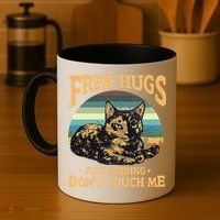 Free Tortoiseshell Cat Hugs Just Kidding Dont Touch Me Coffee Mug thumb 4