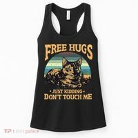 Free Tortoiseshell Cat Hugs Just Kidding Dont Touch Me Women's Tank Top thumb 0