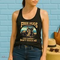 Free Tortoiseshell Cat Hugs Just Kidding Dont Touch Me Women's Tank Top thumb 2