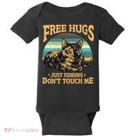Free Tortoiseshell Cat Hugs Just Kidding Dont Touch Me Baby Bodysuit thumb 0