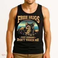Free Tortoiseshell Cat Hugs Just Kidding Dont Touch Me Tank Top thumb 3