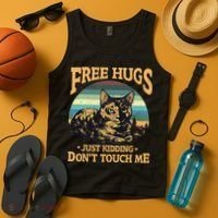 Free Tortoiseshell Cat Hugs Just Kidding Dont Touch Me Tank Top thumb 4