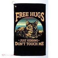 Free Tortoiseshell Cat Hugs Just Kidding Dont Touch Me Golf Towel thumb 0