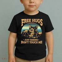 Free Tortoiseshell Cat Hugs Just Kidding Dont Touch Me Toddler T-Shirt thumb 2