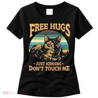 Free Tortoiseshell Cat Hugs Just Kidding Dont Touch Me Women's T-Shirt thumb 0
