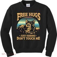 Free Tortoiseshell Cat Hugs Just Kidding Dont Touch Me Kids Sweatshirt thumb 0