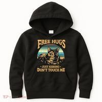 Free Tortoiseshell Cat Hugs Just Kidding Dont Touch Me Kids Hoodie thumb 0
