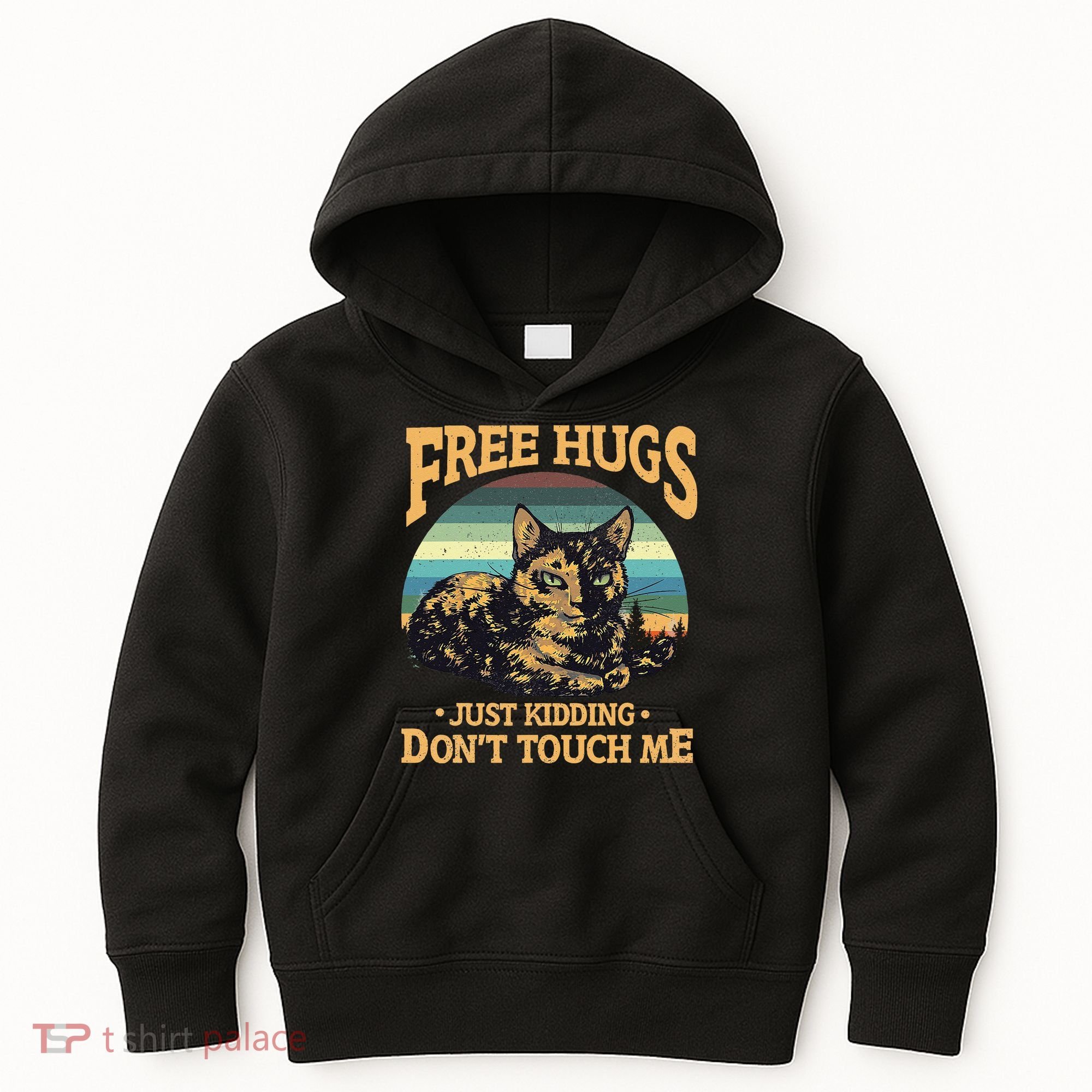 Free Tortoiseshell Cat Hugs Just Kidding Dont Touch Me Kids Hoodie