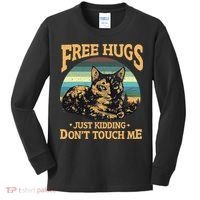 Free Tortoiseshell Cat Hugs Just Kidding Dont Touch Me Kids Long Sleeve Shirt thumb 0