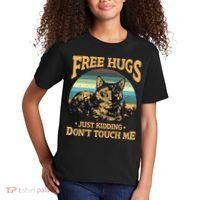 Free Tortoiseshell Cat Hugs Just Kidding Dont Touch Me Kids T-Shirt thumb 2