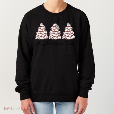 Funny Tree Cakes Debbie Groovy Oh Christmas Tree Xmas Lights Gift Women's Sweatshirt