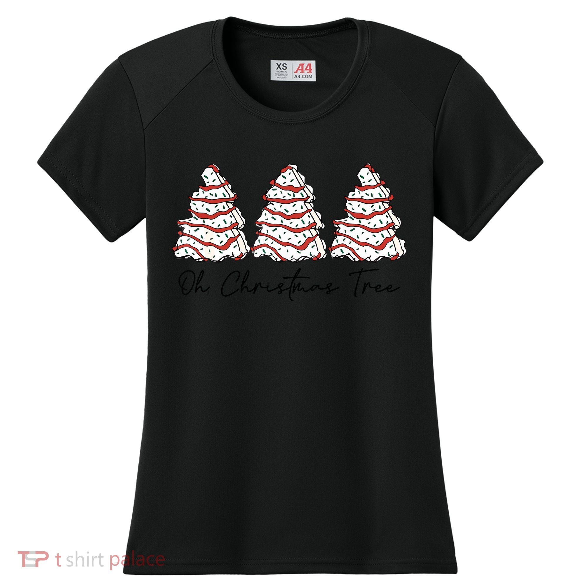 Funny Tree Cakes Debbie Groovy Oh Christmas Tree Xmas Lights Gift Women's Cooling Performance Crew T-Shirt