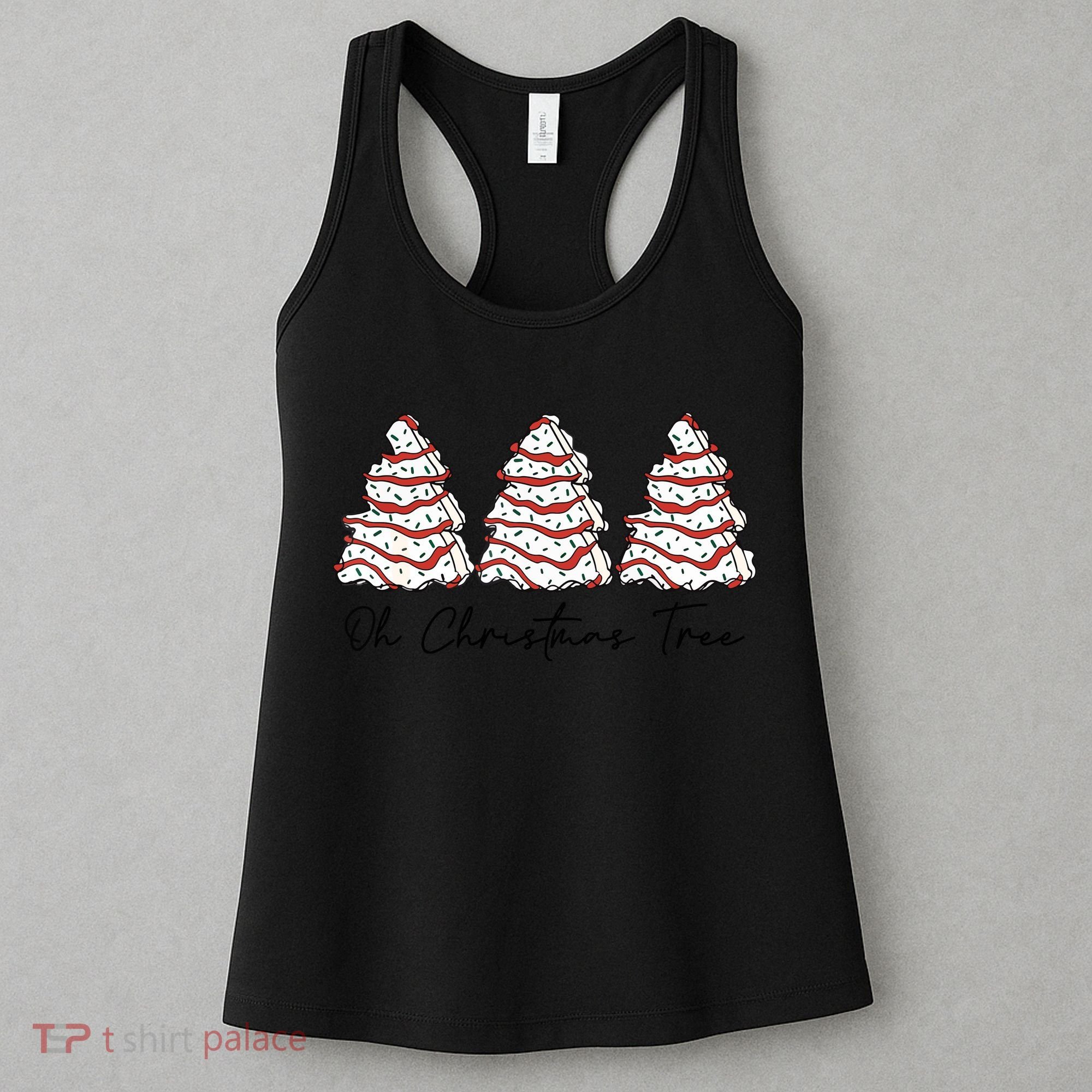 Funny Tree Cakes Debbie Groovy Oh Christmas Tree Xmas Lights Gift Women's Tank Top