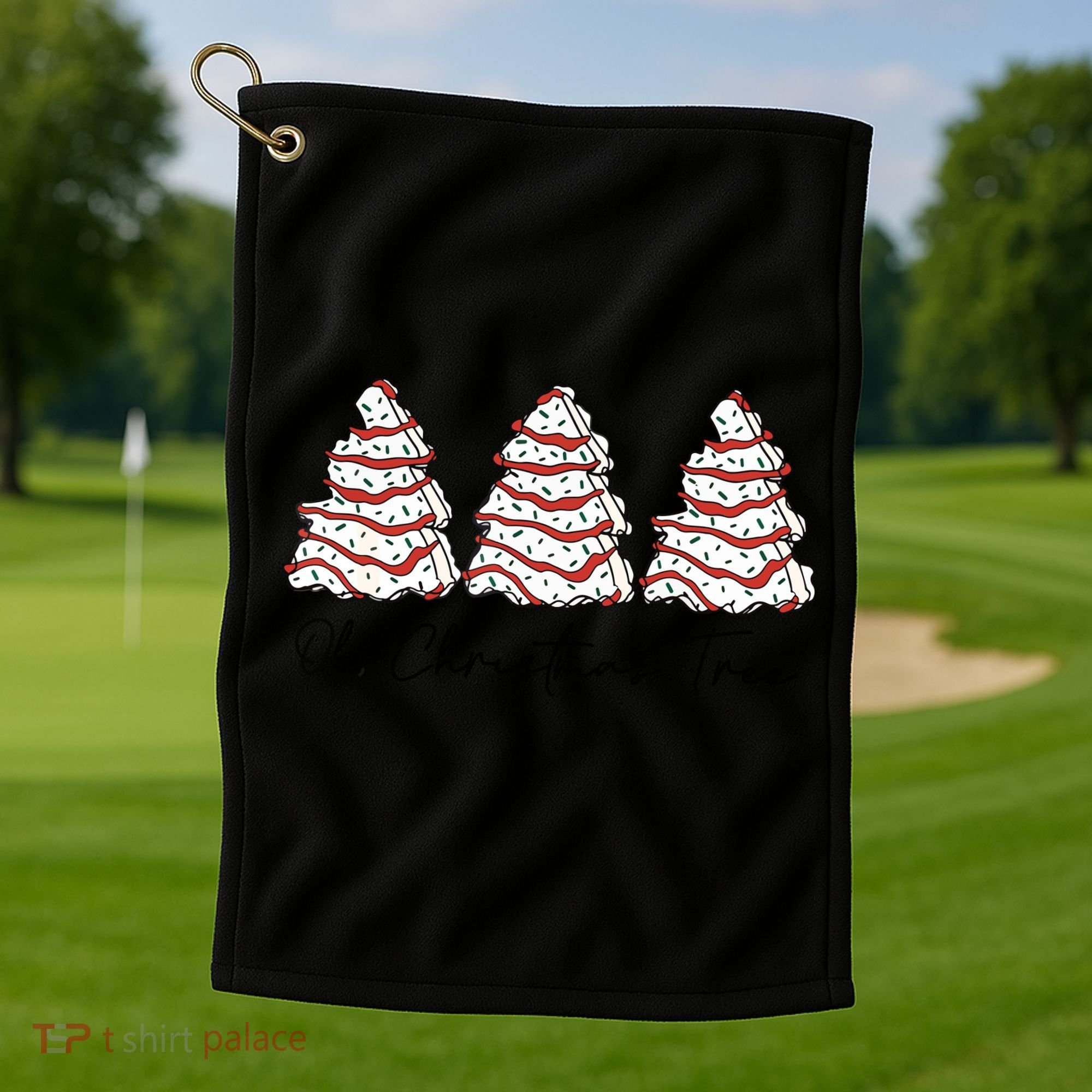 Funny Tree Cakes Debbie Groovy Oh Christmas Tree Xmas Lights Gift Golf Towel