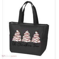 Funny Tree Cakes Debbie Groovy Oh Christmas Tree Xmas Lights Gift Tote Bag thumb 3
