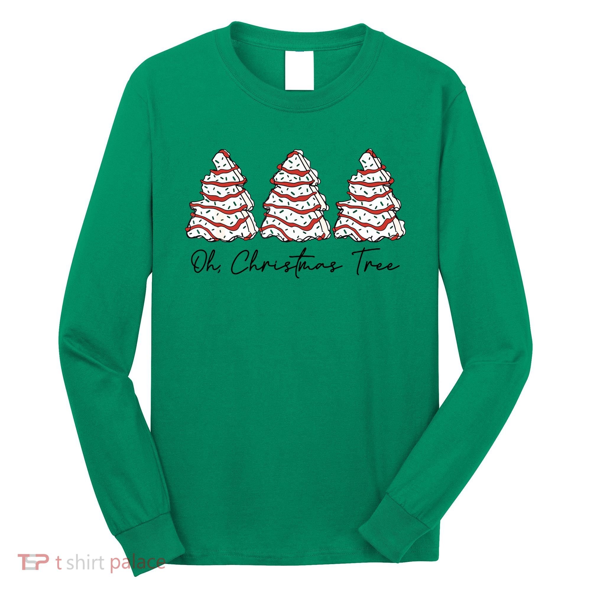 Funny Tree Cakes Debbie Groovy Oh Christmas Tree Xmas Lights Gift Long Sleeve Shirt