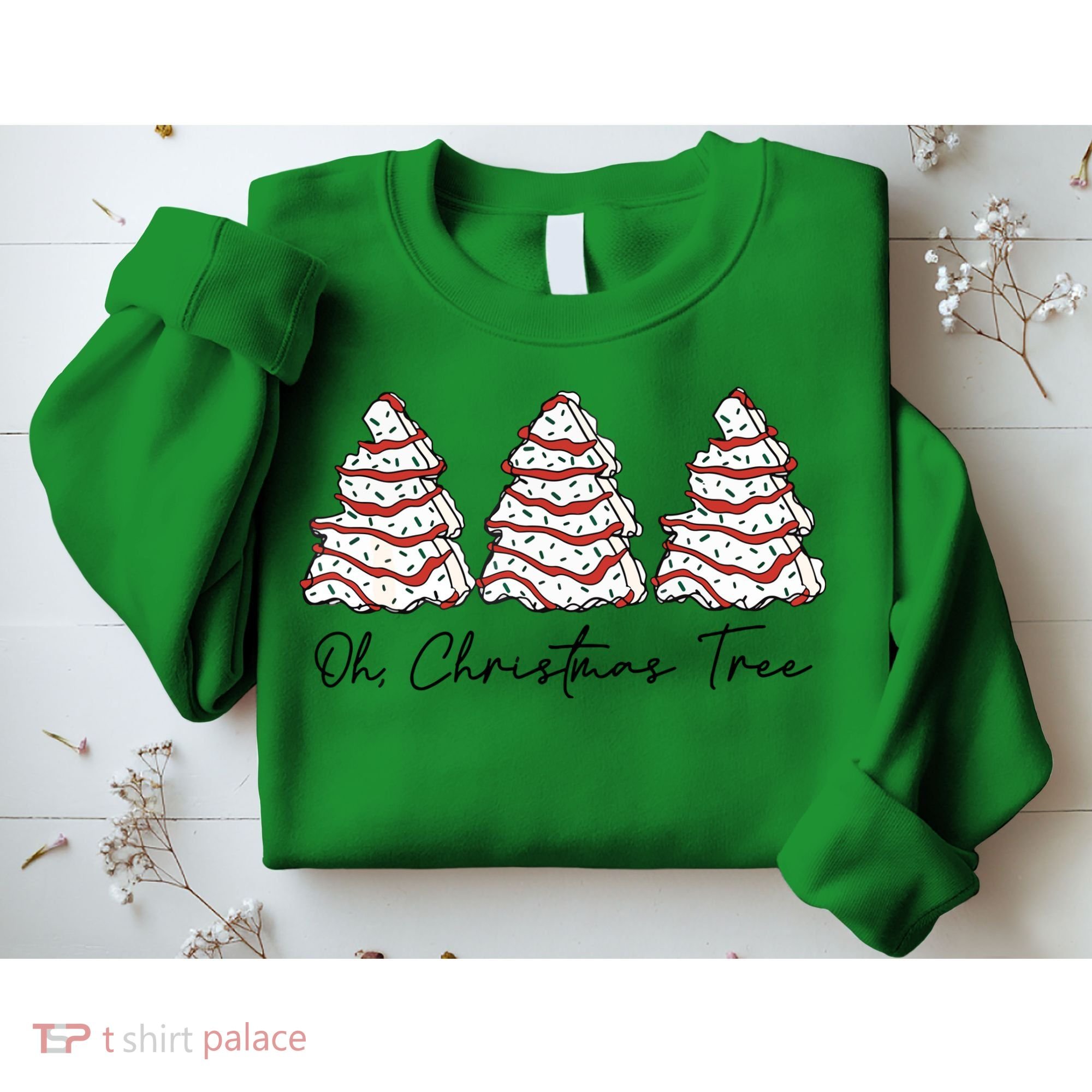 Funny Tree Cakes Debbie Groovy Oh Christmas Tree Xmas Lights Gift Sweatshirt