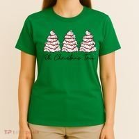 Funny Tree Cakes Debbie Groovy Oh Christmas Tree Xmas Lights Gift T-Shirt thumb 4