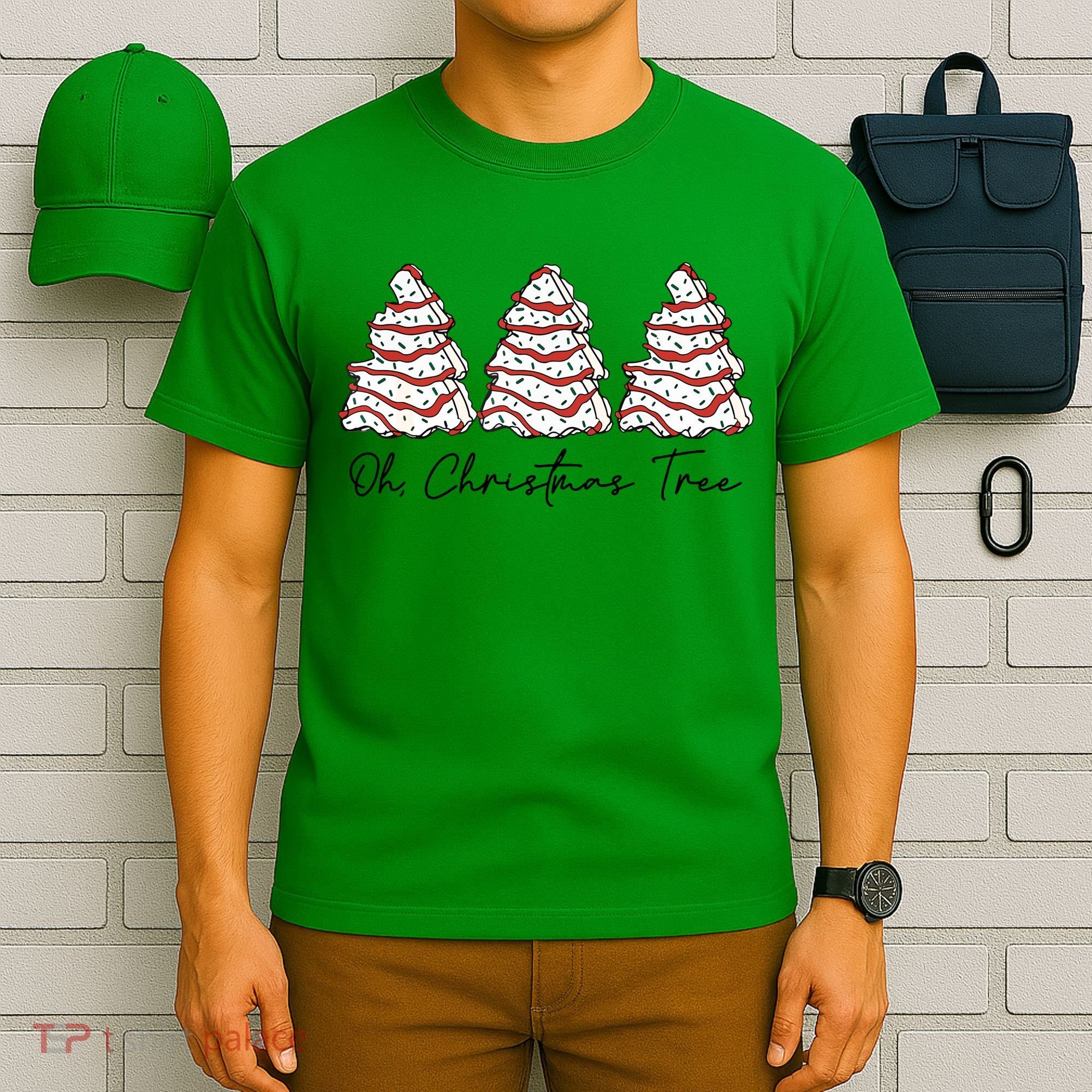 Funny Tree Cakes Debbie Groovy Oh Christmas Tree Xmas Lights Gift T-Shirt