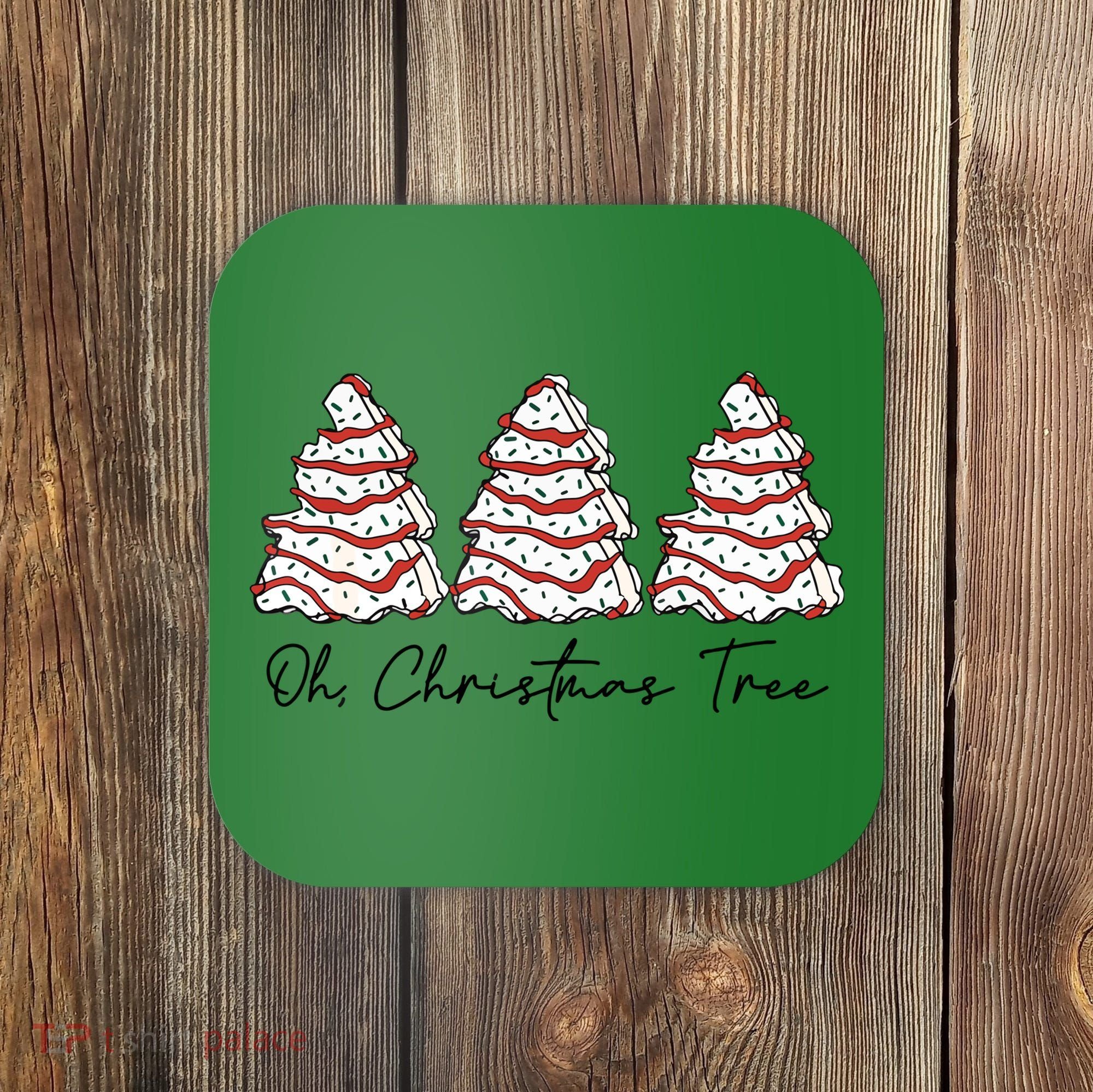 Funny Tree Cakes Debbie Groovy Oh Christmas Tree Xmas Lights Gift Coaster