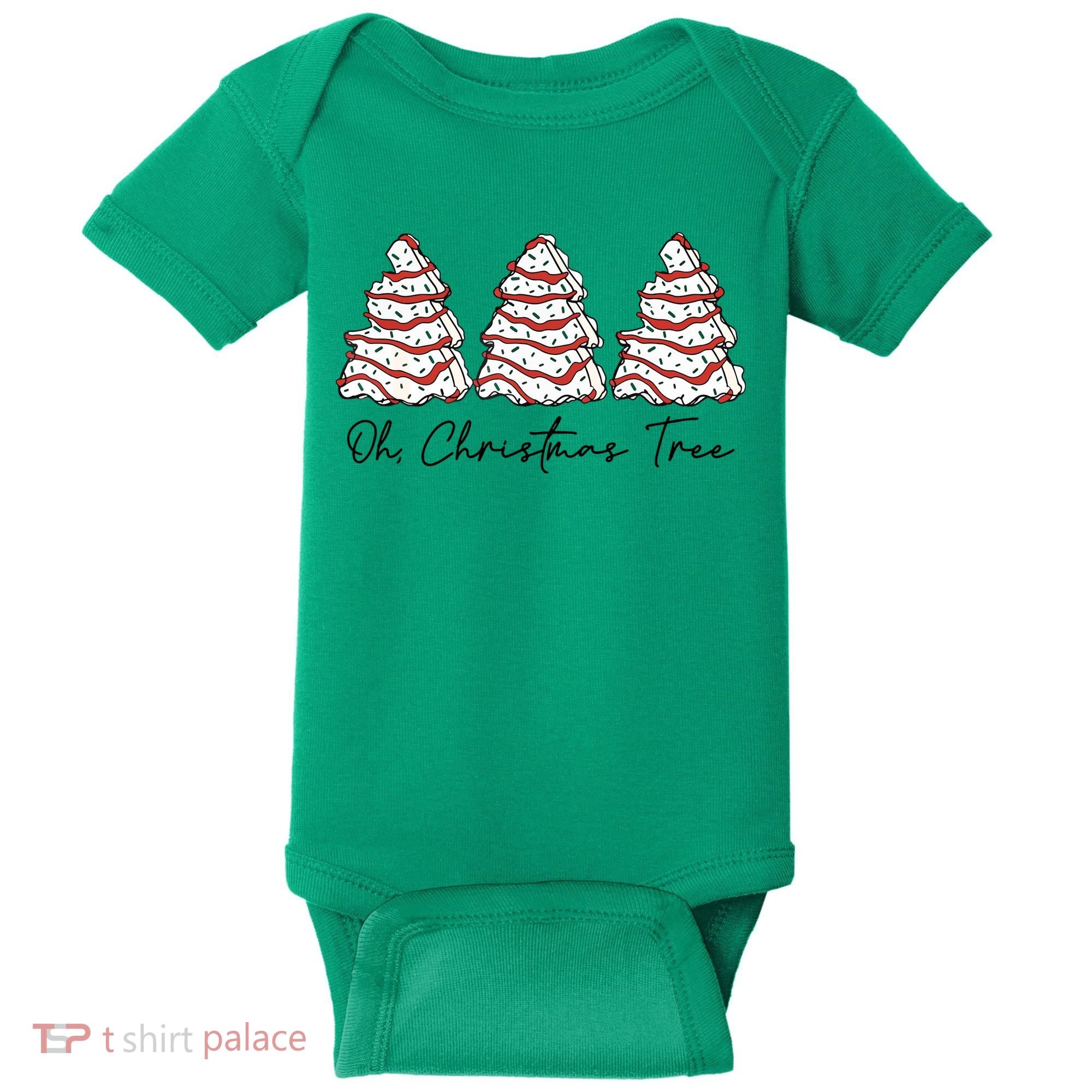 Funny Tree Cakes Debbie Groovy Oh Christmas Tree Xmas Lights Gift Baby Bodysuit