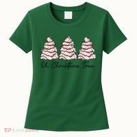 Funny Tree Cakes Debbie Groovy Oh Christmas Tree Xmas Lights Gift Women's T-Shirt thumb 0