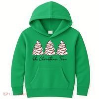 Funny Tree Cakes Debbie Groovy Oh Christmas Tree Xmas Lights Gift Kids Hoodie thumb 0