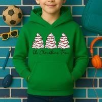 Funny Tree Cakes Debbie Groovy Oh Christmas Tree Xmas Lights Gift Kids Hoodie thumb 2