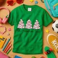Funny Tree Cakes Debbie Groovy Oh Christmas Tree Xmas Lights Gift Kids T-Shirt thumb 3