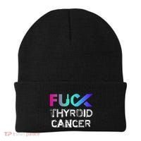 Fuck Thyroid Cancer Awareness Gift Beanie thumb 0