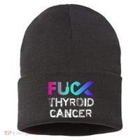 Fuck Thyroid Cancer Awareness Gift Sustainable Knit Beanie thumb 0