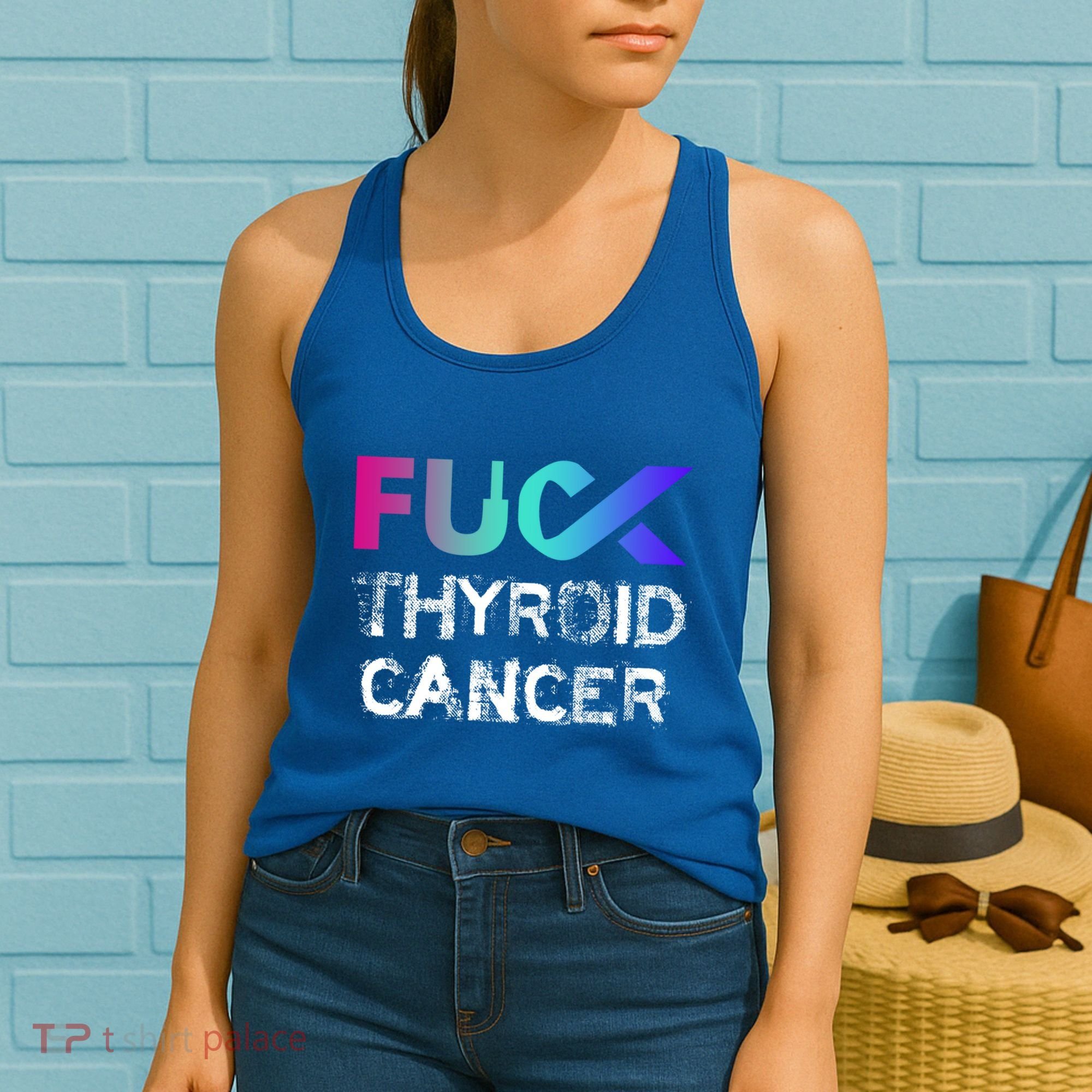 Fuck Thyroid Cancer Awareness Gift Women's Tank Top