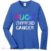 Fuck Thyroid Cancer Awareness Gift Women's Long Sleeve Shirt thumb 0
