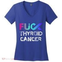Fuck Thyroid Cancer Awareness Gift Women's V-Neck T-Shirt thumb 0
