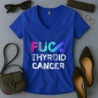 Fuck Thyroid Cancer Awareness Gift Women's V-Neck T-Shirt thumb 2