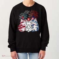 Funny Three Cat 4th Of July American Flag Patriotic Cat Women's Sweatshirt thumb 0