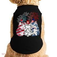 Funny Three Cat 4th Of July American Flag Patriotic Cat Doggie Tank thumb 0